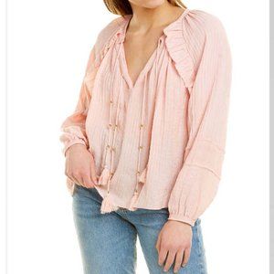 Rebecca Minkoff Charlize‎ V Neck Gauze Top L